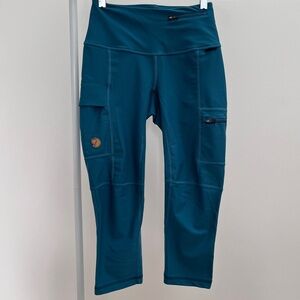 Fjallraven Abisko 3/4 trekking tights glacier green blue cropped leggings XS